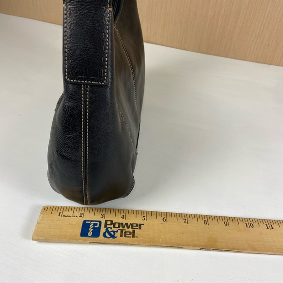 Fossil Black Genuine Leather Shoulder Bag Hobo Purse Zip Top - Picture 8 of 13